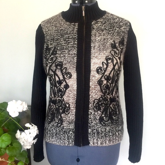 Coldwater C sweater ombré greys & soutached panels - Picture 1 of 9